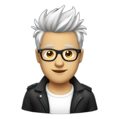 a guy with white coloured spectacles,black coloured Fauxhawk hairstyle sticker
