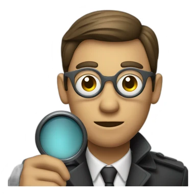 mesteryous detective in a dark suite holding a magnifying glass sticker