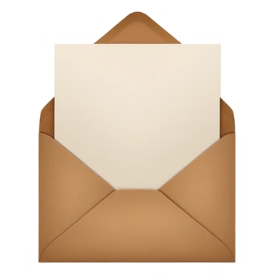 blank greeting card open with brown envelope next to it sticker