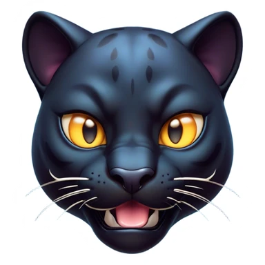 Cinematic Comical Panther Portrait Emoji, Head tilted dramatically with an exaggeratedly shocked expression, featuring a sleek, muscular body with wide, comically expressive eyes full of humorous disbelief, Simplified yet hilariously expressive features, highly detailed, glowing with a slightly sassy dark glow, high shine, dramatic yet playful, stylized with an air of quirky feline attitude, soft glowing outline, capturing the essence of a meme-worthy panther that looks ready to side-eye its way into viral fame! sticker