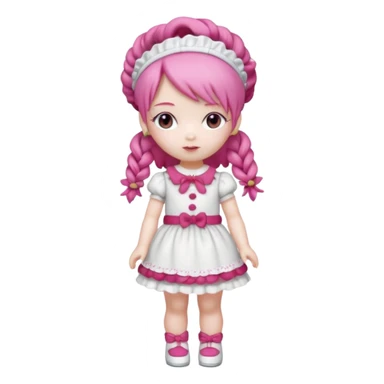 Isolated detaile illustration incredibly raspberry torte doll figurine full body with pink hair and a raspberry hairband sticker