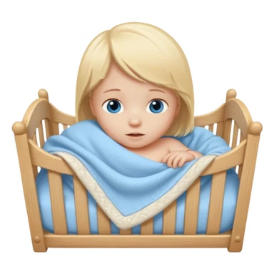 blond blue eye newborn in crib sticker