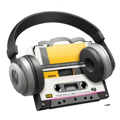 Cassette tape and headphones sticker