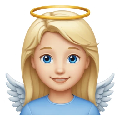 angel emoji blonde hair, blue eyes and smiling sticker