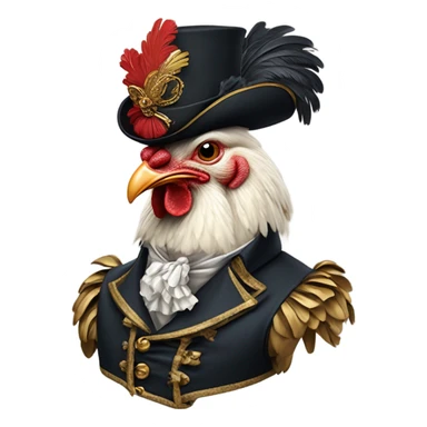 Chicken dressed for party at versailles in Napoleonic times sticker