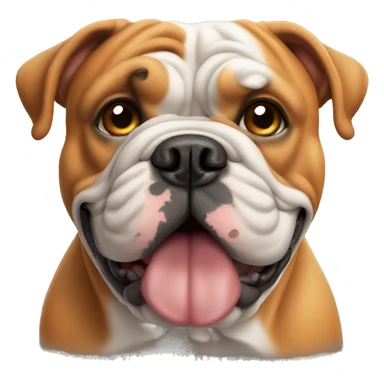 Orange English bulldog with aged face sticker