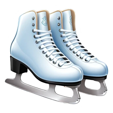 An icon featuring a pair of elegant figure skates standing on the smooth ice of a rink, with sparkling ice beneath them. The background shows a grand ice arena with bright lights and empty stands, highlighting the beauty and grace of figure skating. Transparent background. sticker