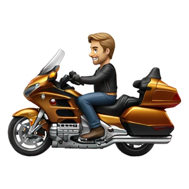man on gold wing motorcycle sticker