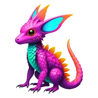 Tropical futuristic lush warm-colored neon-colored Fakémon-Trico-creature sticker