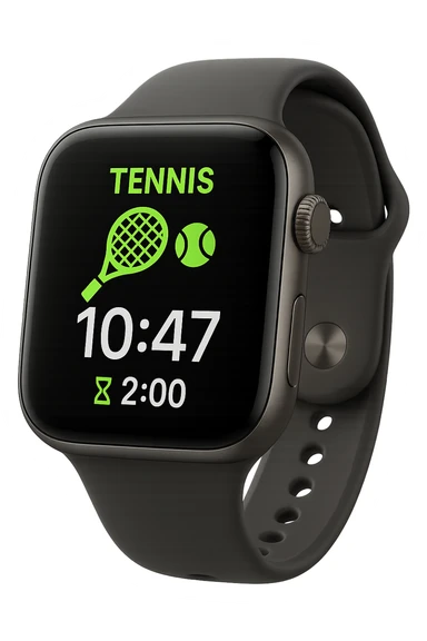 smartwatch con modalità attiva di tennis che segna 2 ore di tennis, REALISTICA 4K sticker