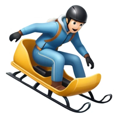 An icon featuring a sleek sled speeding down a snowy hill, with a snowy landscape and pine trees in the background. The motion lines and slight snow spray emphasize the thrill of the ride. Transparent background highlights the excitement and fun of sledding. sticker