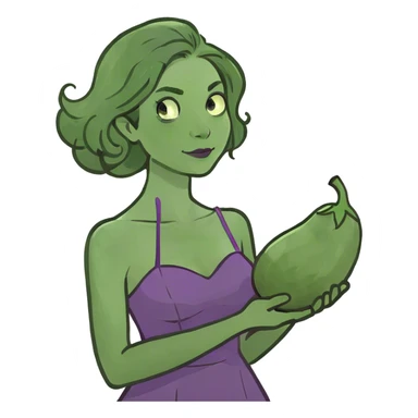 Girl with eggplant  sticker