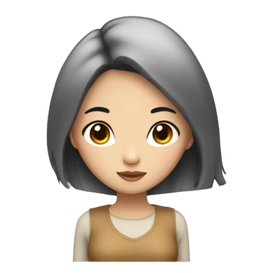 asian girl with black hair and blond highlights  sticker