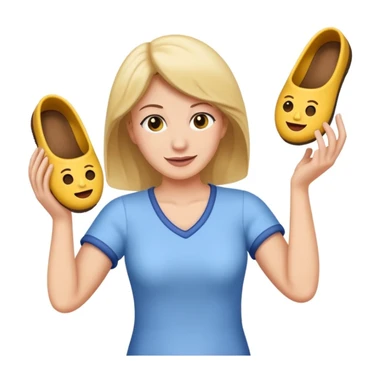 a mom throwing a slipper, emoji style sticker