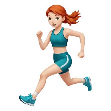 create a redhead girl dressed in a matching set running sticker