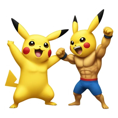 Pikachu cheering a bodybuilder in training  sticker