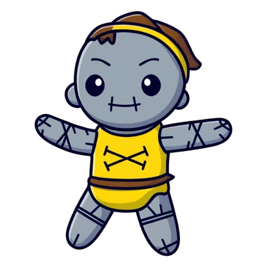 black and yellow voodoo doll sticker