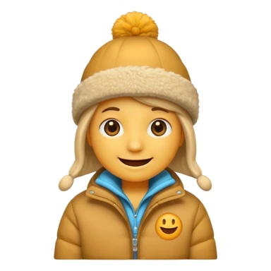 Smile emoji in winter hat and jacket  sticker