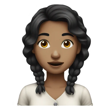 Farm girl with black hair and white skin sticker