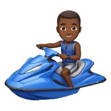 Dark male dark make on a blue jet ski no sunglasses sticker