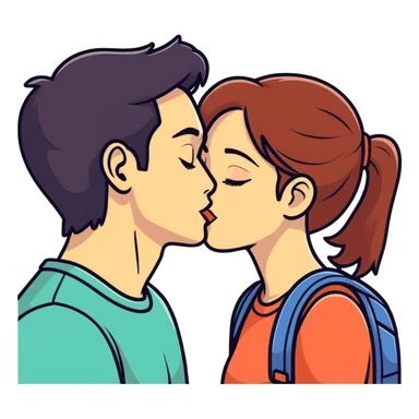 Man kiss a girl sticker