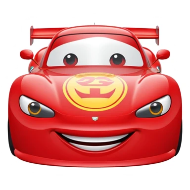 Rayo McQueen as an emoji, red race car with expressive eyes sticker