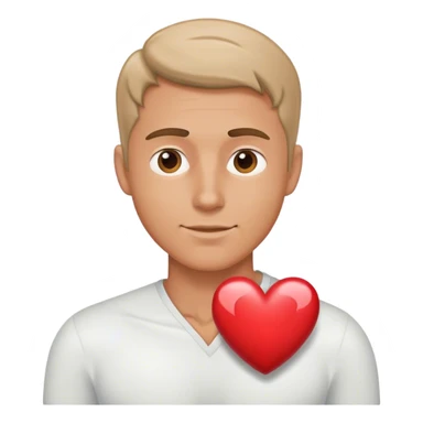 white man showing heart sticker
