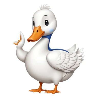 art style drawing of a white goose character giving a thumbs down sticker
