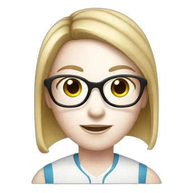 White girl with eyeglasses playing tennis sticker