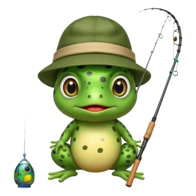 An adorable toad fishing sticker