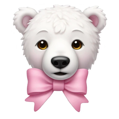 pink polar bear with a white lacy bow on the right ear sticker