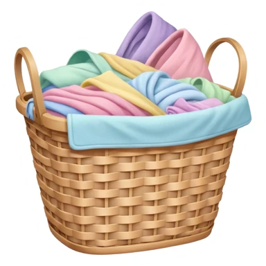 wicker laundry basket with pastel colored laundry sticker
