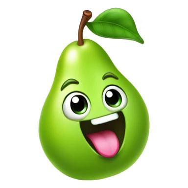 Shiny Green Cute pear with tongue sticker
