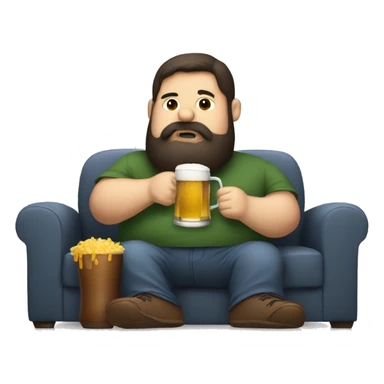 Dark hair beard man drinking beer on couch chubby sticker