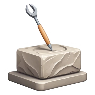 Icon for sculpting, with sculpting tools, sculpture in progress on a textured surface, minimalistic style, clean lines, transparent background. sticker