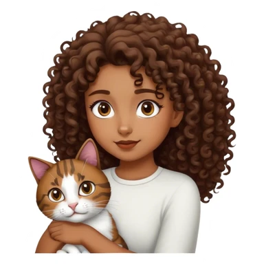 Black and white cat with curly hair brown girl sticker