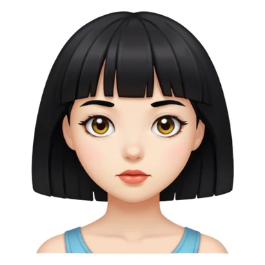 chica de pelo negro con flequillo y piel blanca sticker