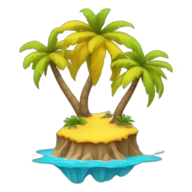 desert island surrounded with yellow water sticker