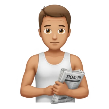 man holding rolled newspaper sticker