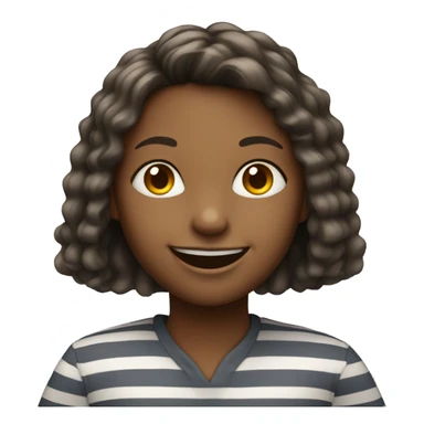 smiling girl in striped shirt sticker