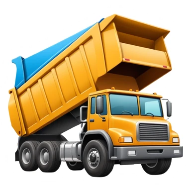 cartoon dump truck tipping over, spilling photographs sticker
