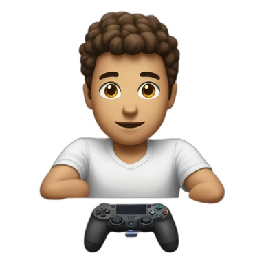 Garçon brun avec une manette ps4 sticker