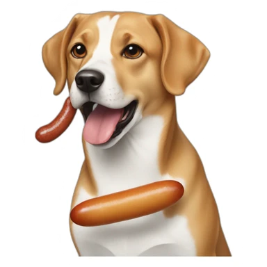 A dog swallow a sausage  sticker