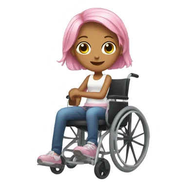 Girl with pink hair in a wheelchair sticker