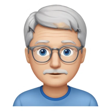 Grey haired emoji with blue eyes and glasses sticker