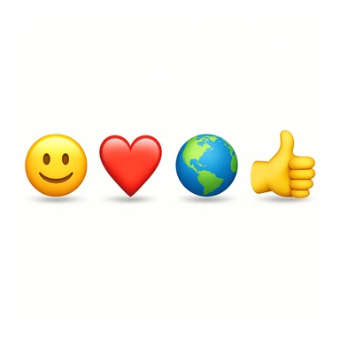 make four emojis on white background with good amount of shadow  sticker