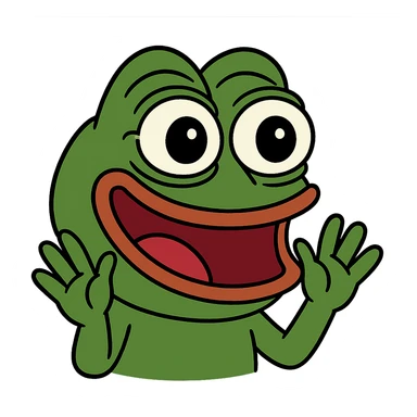pepe the frog with an excited expression sticker