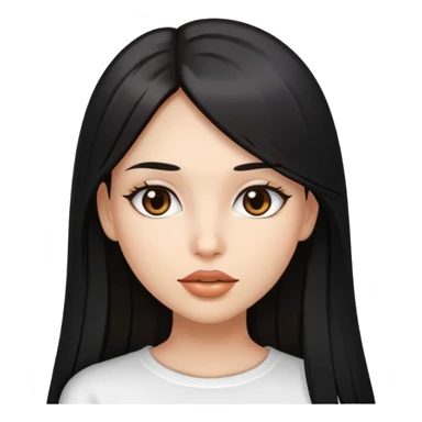 Chica pelo negro,liso y largo,ojos marrones,top blanco,y labios con gloss transparente sticker