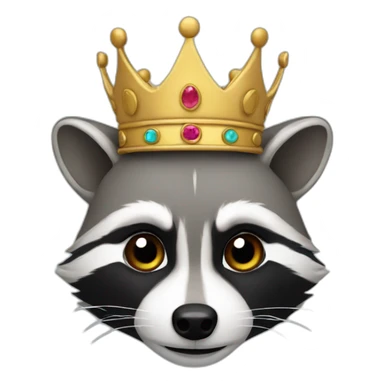 raccoon head with crown sticker