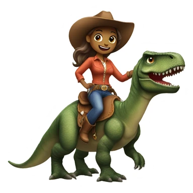 Cowgirl riding a dinosaur  sticker